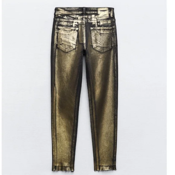 Zara FOIL METALLIC MID WAIST Z1975 SKINNY JEANS - Picture 8 of 9